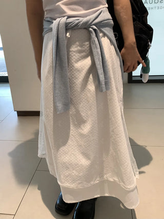 Layered Dot Pattern Wrap Long Skirt