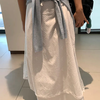 Layered Dot Pattern Wrap Long Skirt
