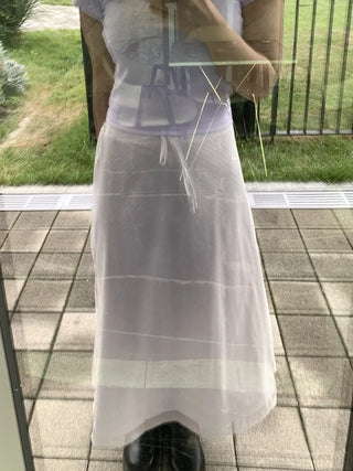Layered Dot Pattern Wrap Long Skirt