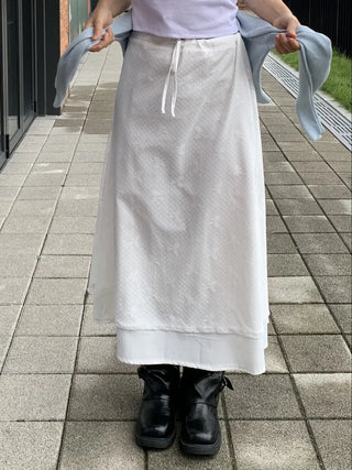 Layered Dot Pattern Wrap Long Skirt