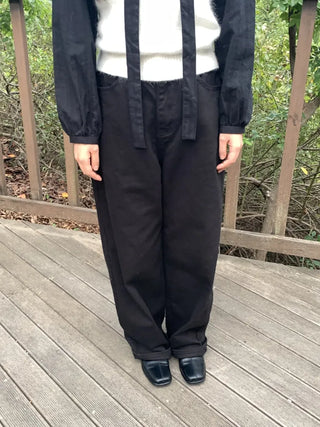 Straight Wide Cargo Denim Pants