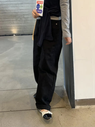 Straight Wide Cargo Denim Pants