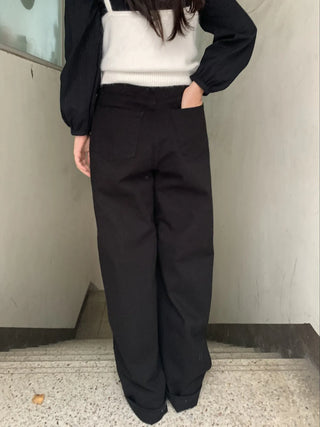 Straight Wide Cargo Denim Pants