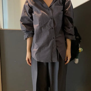 Oversized puff sleeve basic shirt