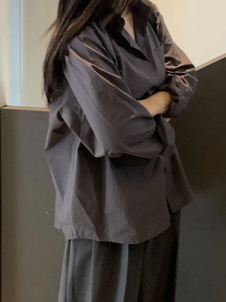 Oversized puff sleeve basic shirt