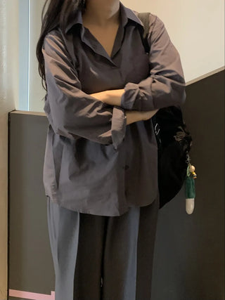 Oversized puff sleeve basic shirt
