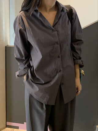 Oversized puff sleeve basic shirt