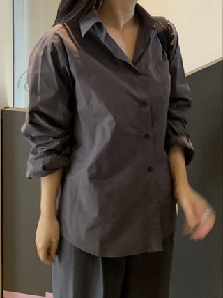 Oversized puff sleeve basic shirt