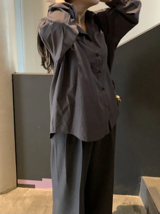 Oversized puff sleeve basic shirt
