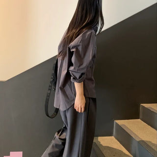 Oversized puff sleeve basic shirt