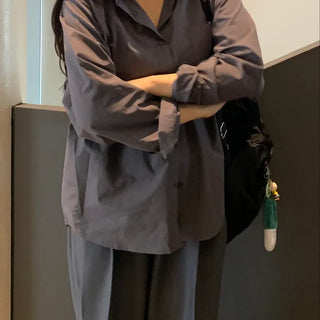 Oversized puff sleeve basic shirt
