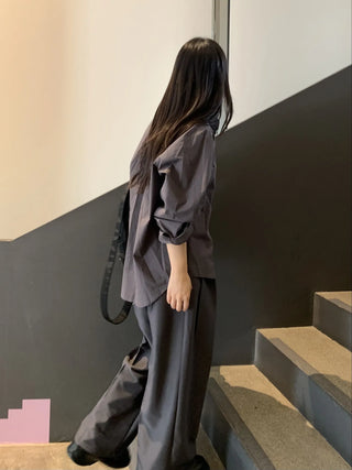 Oversized puff sleeve basic shirt