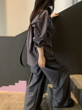 Oversized puff sleeve basic shirt