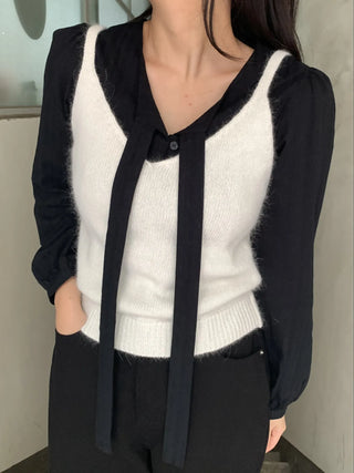V-neck Knit Sleeveless Top