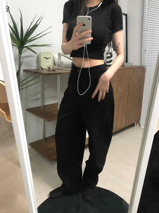 Oversized Wide Straight Elastic Pants