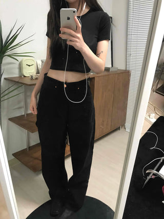 Oversized Wide Straight Elastic Pants
