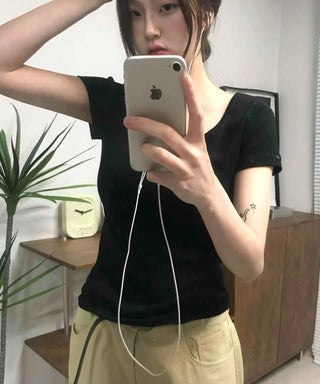 Basic Slim Fit Round Neck Short Sleeve T-shirt