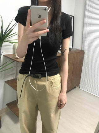 Basic Slim Fit Round Neck Short Sleeve T-shirt