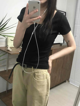 Basic Slim Fit Round Neck Short Sleeve T-shirt