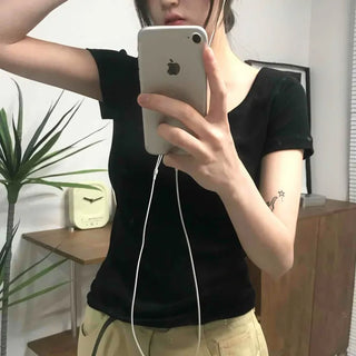 Basic Slim Fit Round Neck Short Sleeve T-shirt
