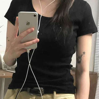 Basic Slim Fit Round Neck Short Sleeve T-shirt