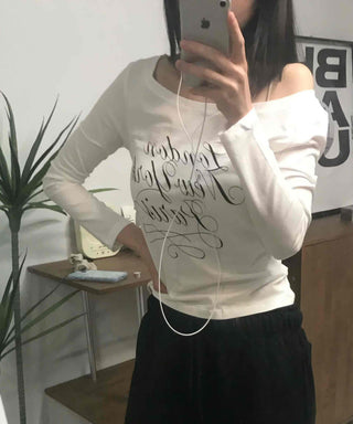 Lettering Print Basic Long Sleeve T-shirt