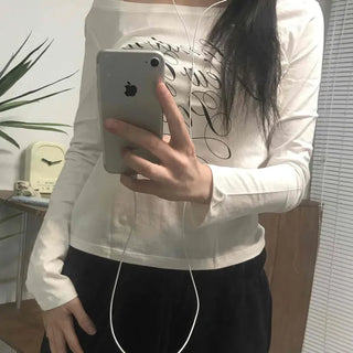 Lettering Print Basic Long Sleeve T-shirt