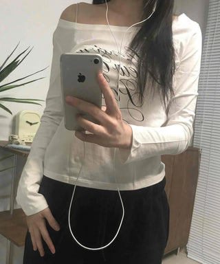 Lettering Print Basic Long Sleeve T-shirt