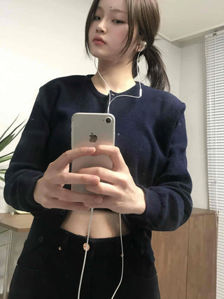 Basic Round Neck Crop Cardigan