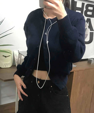 Basic Round Neck Crop Cardigan