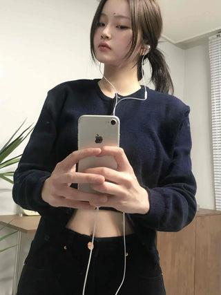 Basic Round Neck Crop Cardigan