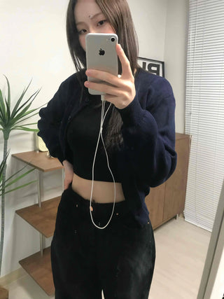 Basic Round Neck Crop Cardigan