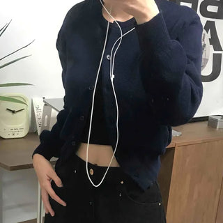 Basic Round Neck Crop Cardigan