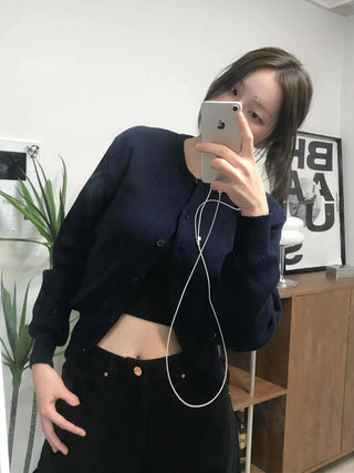 Basic Round Neck Crop Cardigan