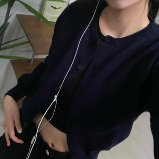 Basic Round Neck Crop Cardigan