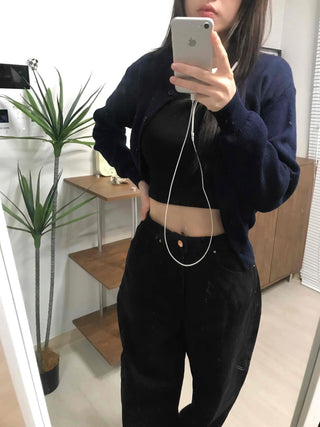 Basic Round Neck Crop Cardigan
