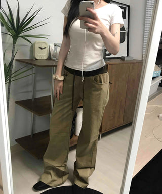 Straight Cotton Pocket Daily Pants