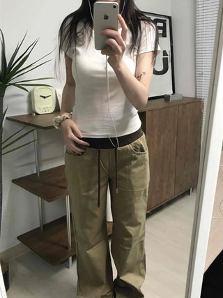 Straight Cotton Pocket Daily Pants