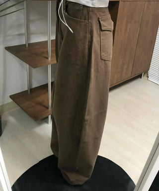 Loose Fit Straight Cotton Elastic Waist Pants