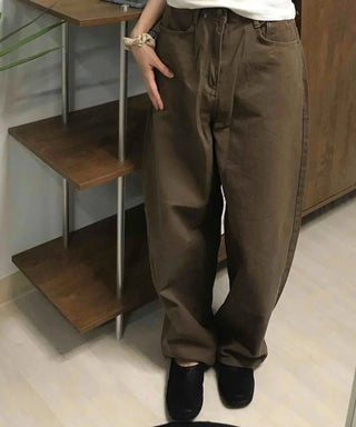 Loose Fit Straight Cotton Elastic Waist Pants