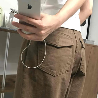 Loose Fit Straight Cotton Elastic Waist Pants
