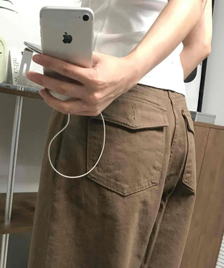 Loose Fit Straight Cotton Elastic Waist Pants