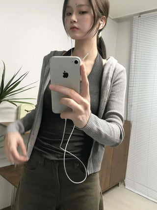 Basic Slim Fit Lip Texture Tank Top