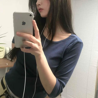 Basic Round Neck Slim Fit Short Sleeve T-shirt