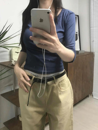 Basic Round Neck Slim Fit Short Sleeve T-shirt