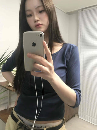 Basic Round Neck Slim Fit Short Sleeve T-shirt