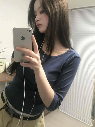 Basic Round Neck Slim Fit Short Sleeve T-shirt
