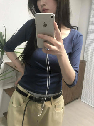 Basic Round Neck Slim Fit Short Sleeve T-shirt