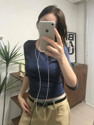 Basic Round Neck Slim Fit Short Sleeve T-shirt