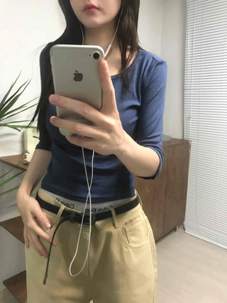Basic Round Neck Slim Fit Short Sleeve T-shirt